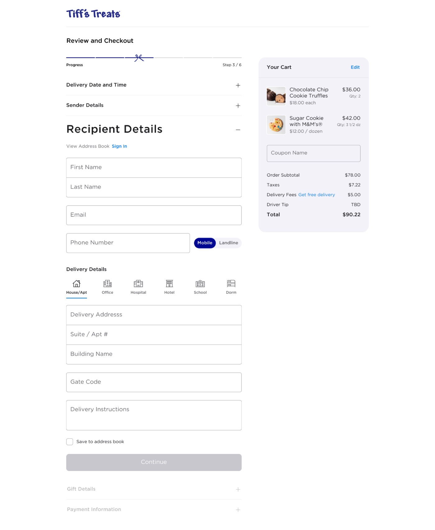 Tiff's Treats Checkout Desktop