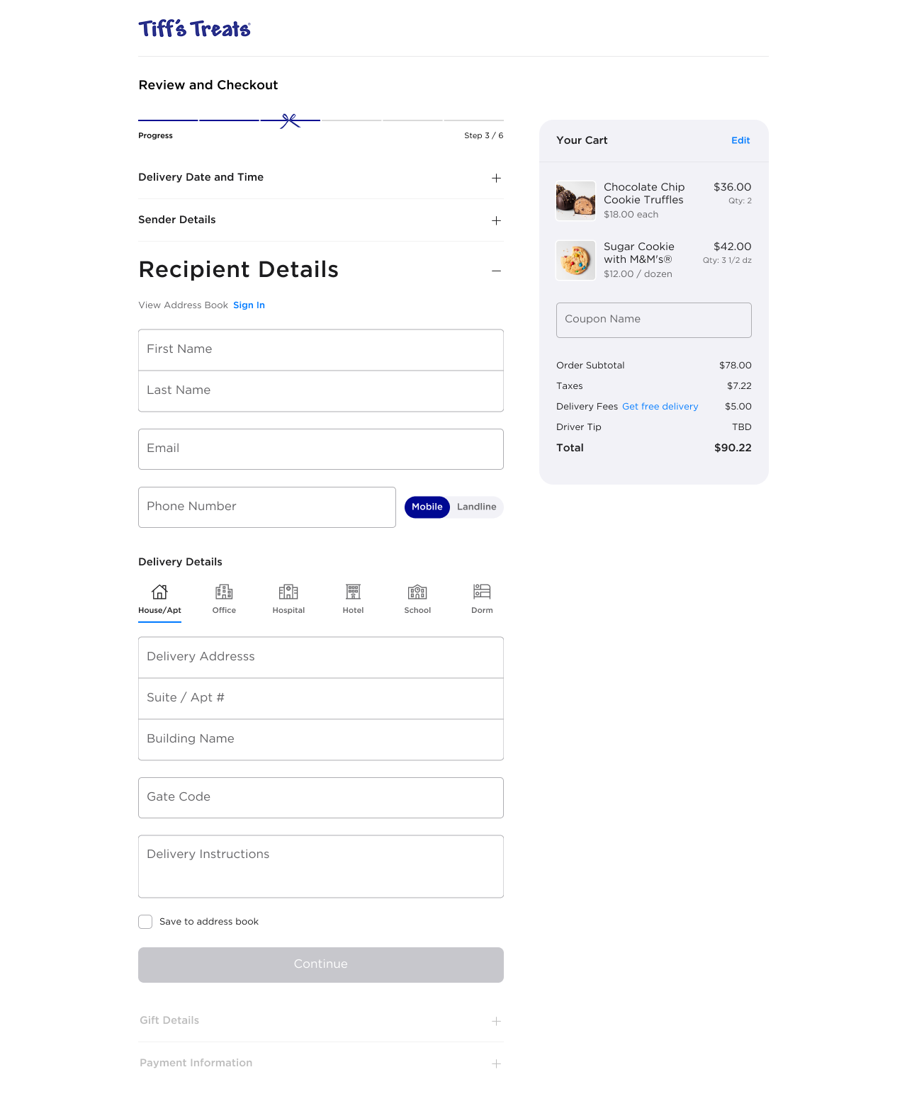Tiff's Treats Checkout Desktop